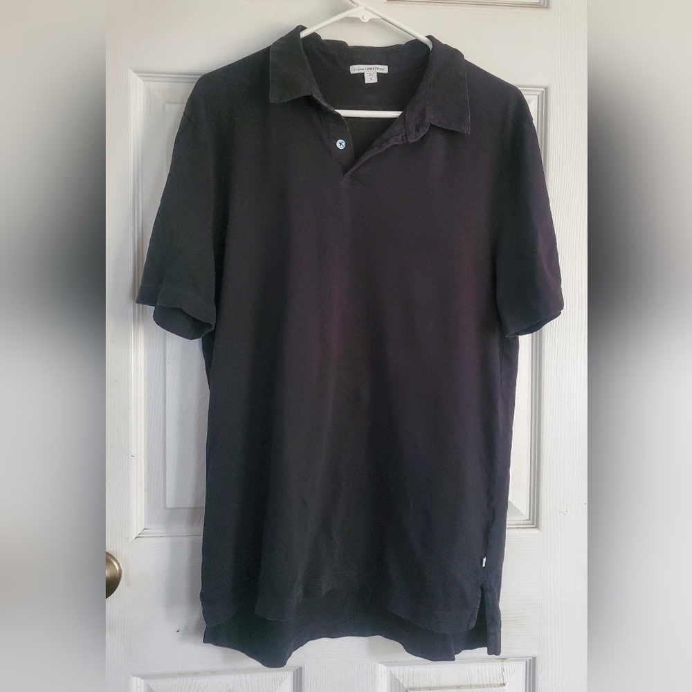 James Perse Mens Black Polo Shirt, Size 2